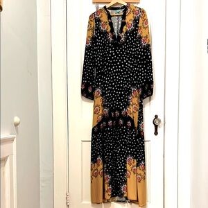 Farm Rio Floral Black and Yellow Maxi Dress